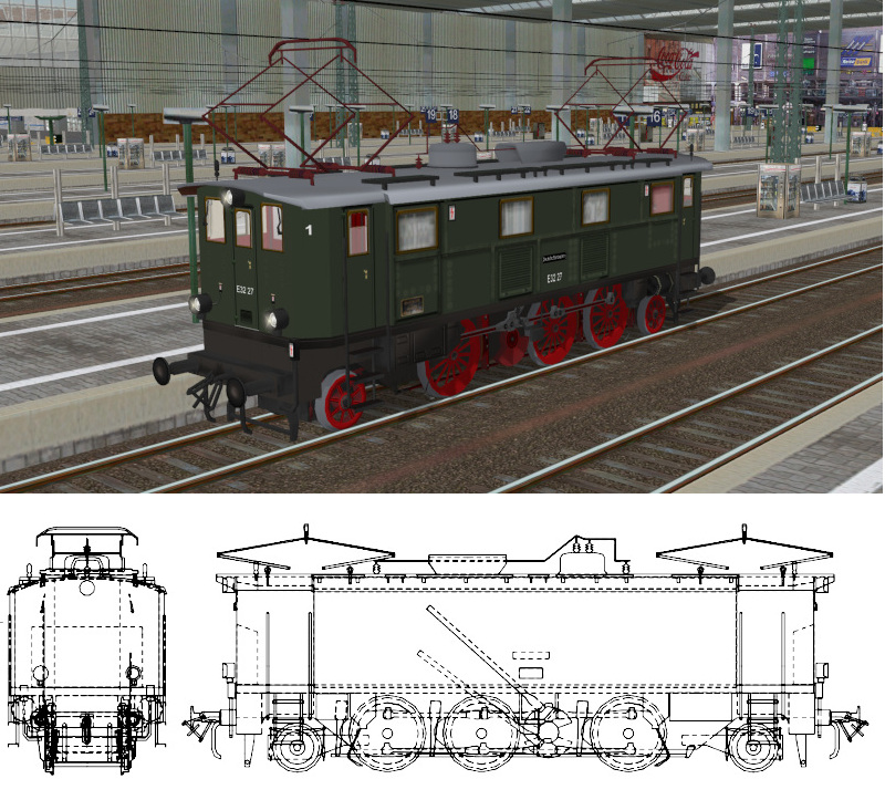 MSTS free addon DB E32 27 Altbau-Ellok